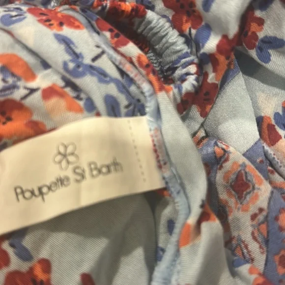 Poupette St. Barth Floral flowy Ruffle mini skater Skirt elastic waistband XS